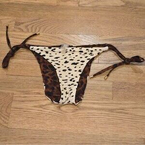PQ Swim Bikini Bottom Reversible Leopard Print Wild Heart NWOT Sz S